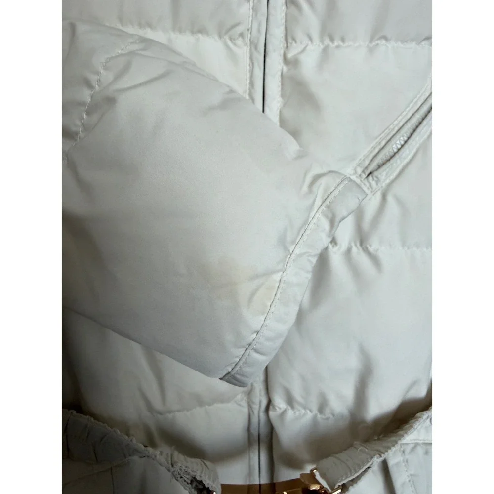 Lauren Ralph Lauren Petite Ivory Down Puffer Jacket Belted Hooded PS S